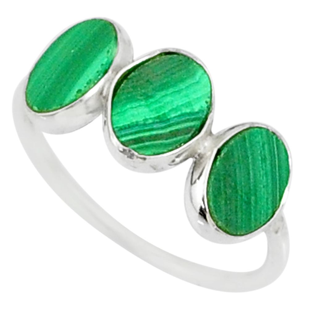 6.84cts natural green malachite (pilot's stone) 925 silver ring size 7 r88005