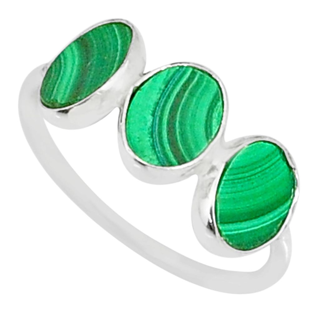 5.88cts natural green malachite (pilot's stone) 925 silver ring size 7 r88010