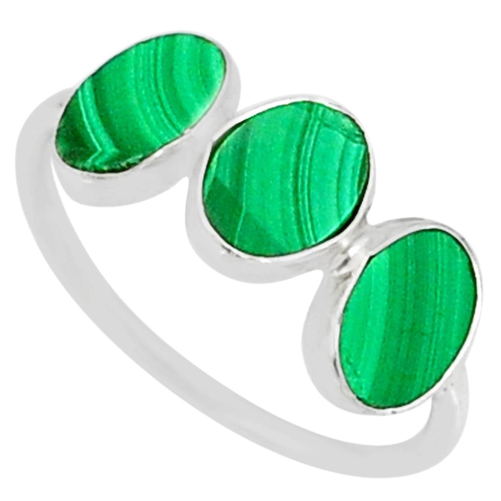 6.42cts natural green malachite (pilot's stone) 925 silver ring size 7 r88017