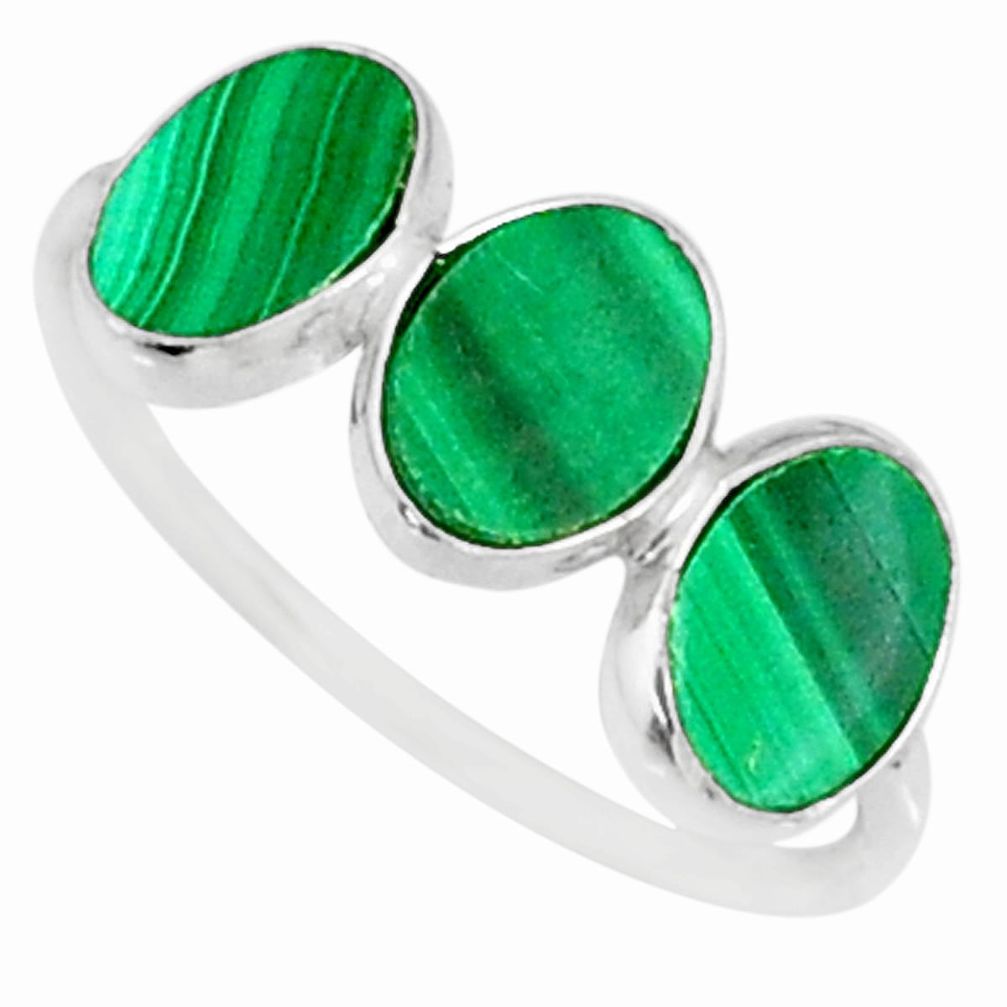 6.73cts natural green malachite (pilot's stone) 925 silver ring size 7 r88020