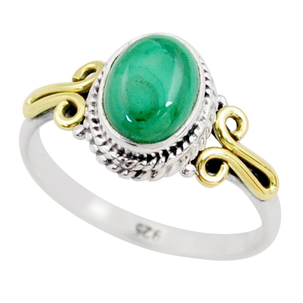 2.21cts natural green malachite (pilot's stone) 925 silver ring size 7 t79270