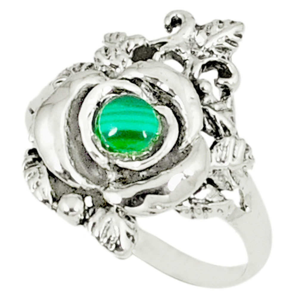 0.46cts natural green malachite (pilot's stone) 925 silver ring size 8 c11869