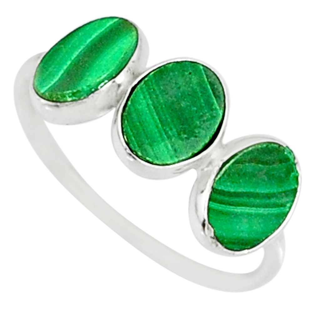 6.94cts natural green malachite (pilot's stone) 925 silver ring size 8 r88007