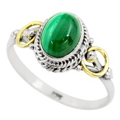 2.23cts natural green malachite (pilot's stone) 925 silver ring size 7.5 t79262