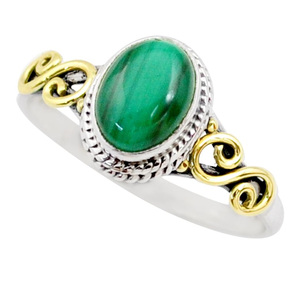 2.27cts natural green malachite (pilot's stone) 925 silver ring size 8.5 t79265