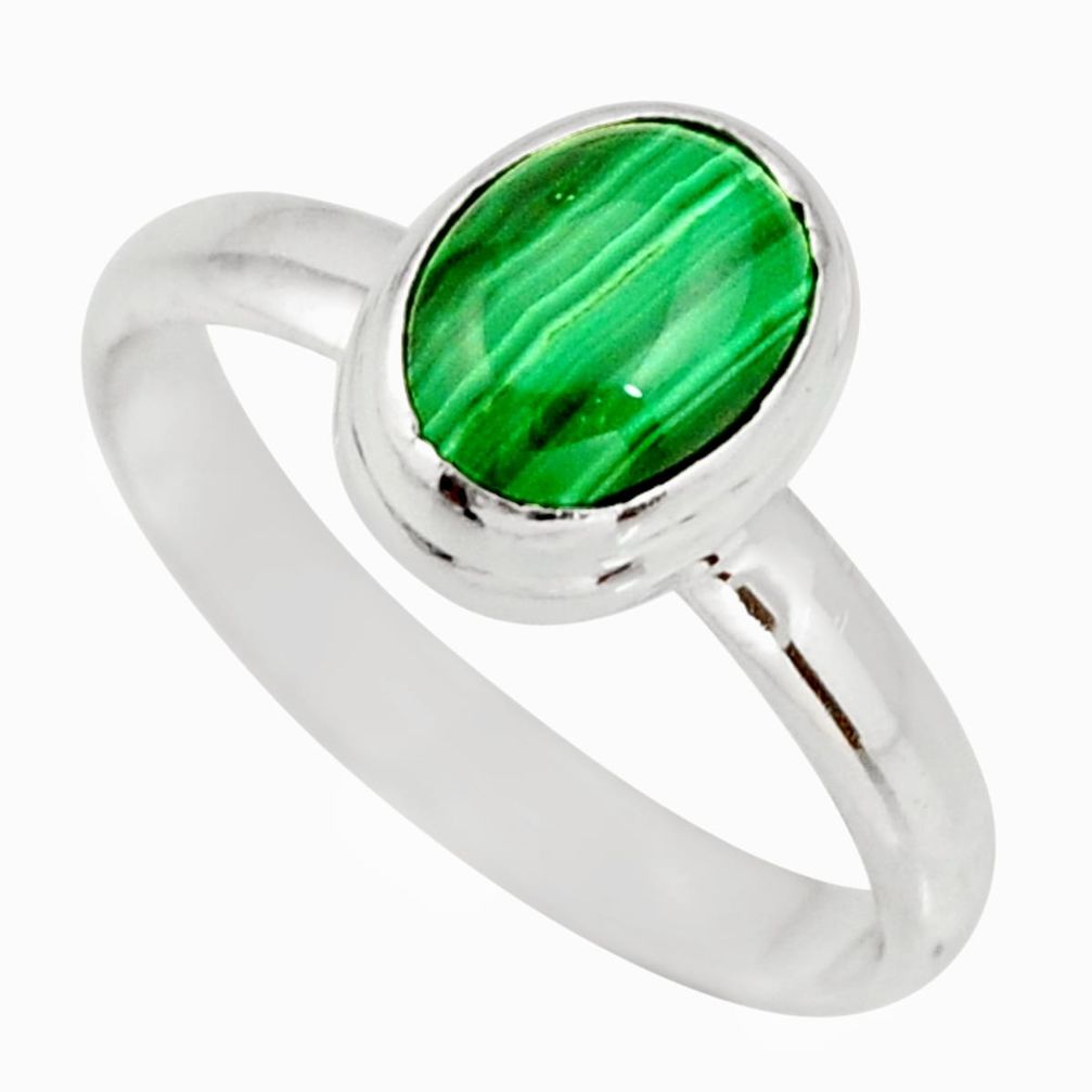 3.32cts natural green malachite 925 silver solitaire ring size 8.5 r27414