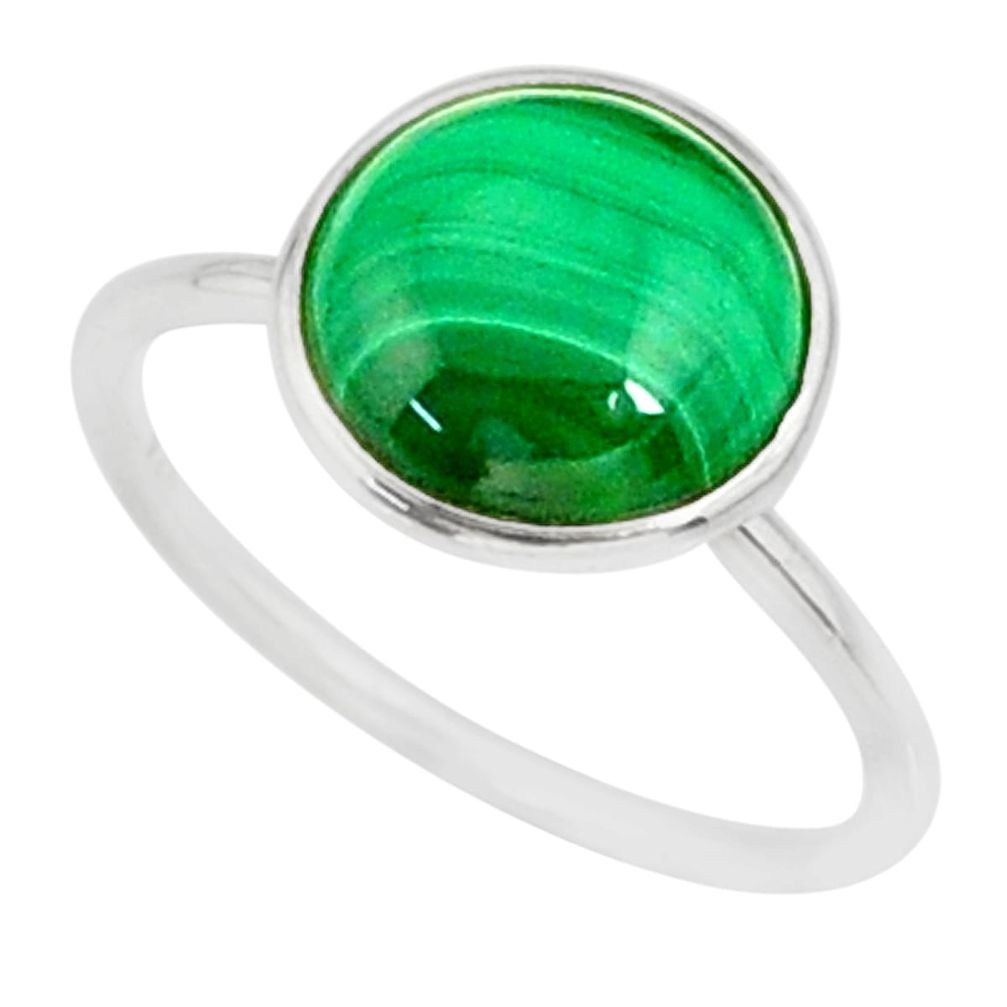 4.65cts natural green malachite 925 silver solitaire ring size 6.5 r81671