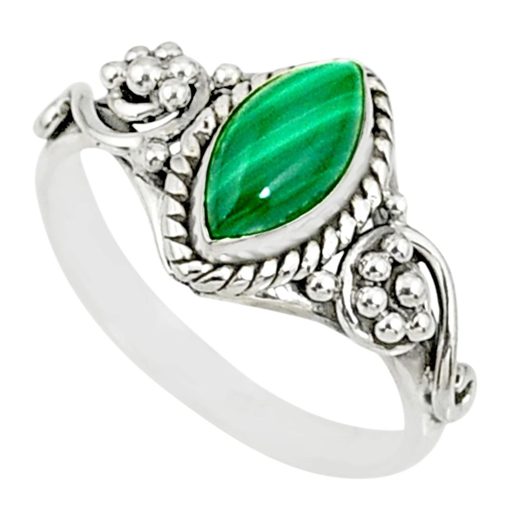 2.21cts natural green malachite 925 silver solitaire ring size 8.5 r82106