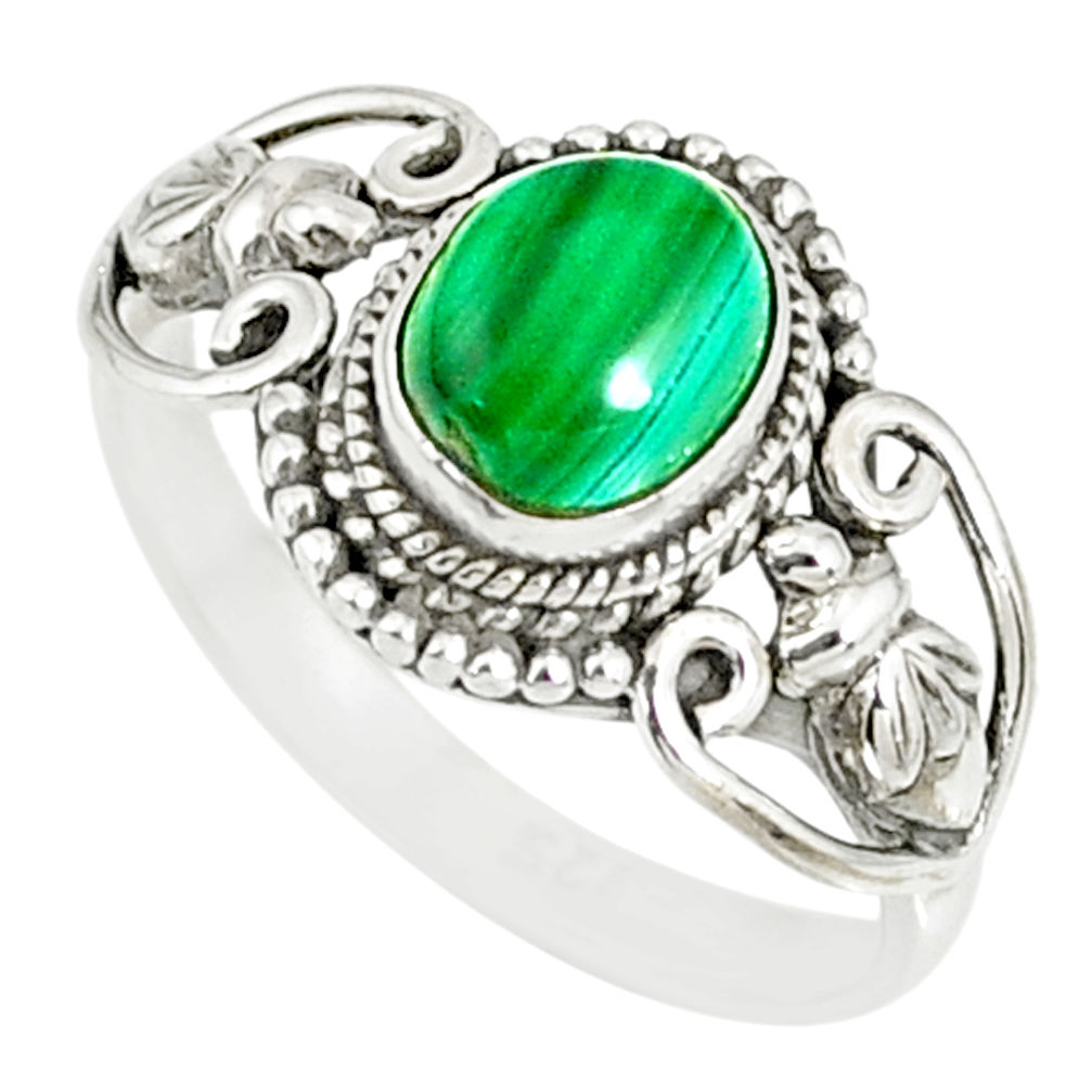 1.94cts natural green malachite 925 silver solitaire ring size 9.5 r82382