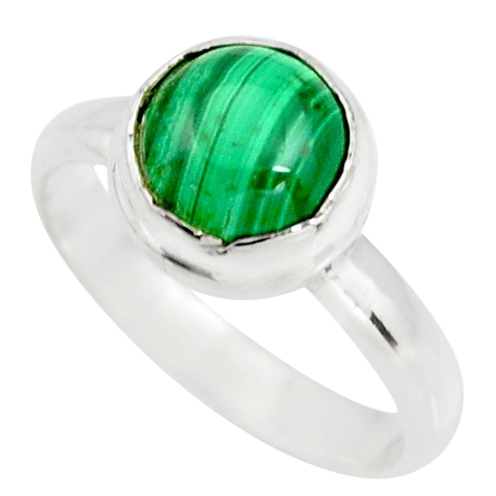 3.42cts natural green malachite 925 silver solitaire ring size 6 r26381