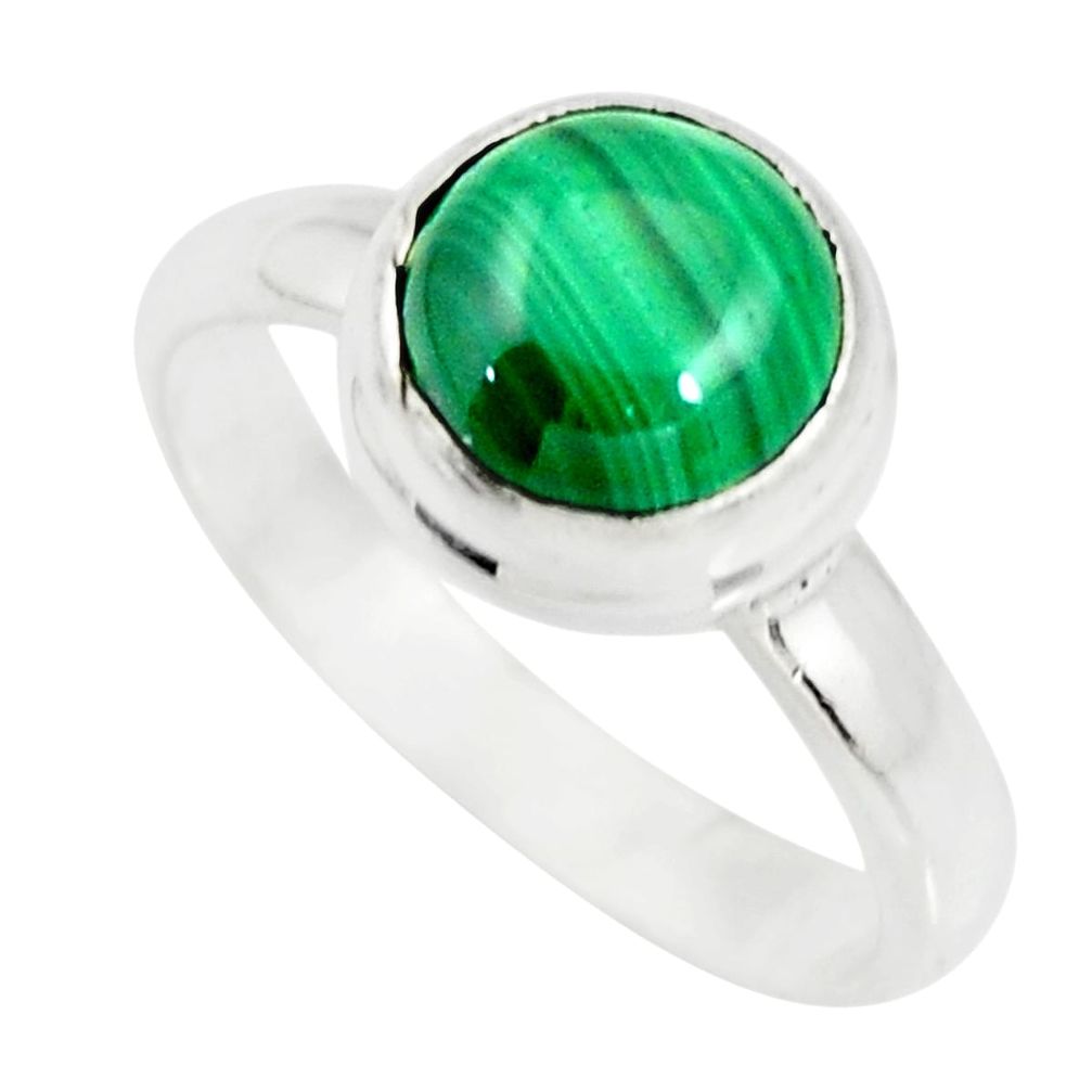 3.42cts natural green malachite 925 silver solitaire ring size 6 r26383