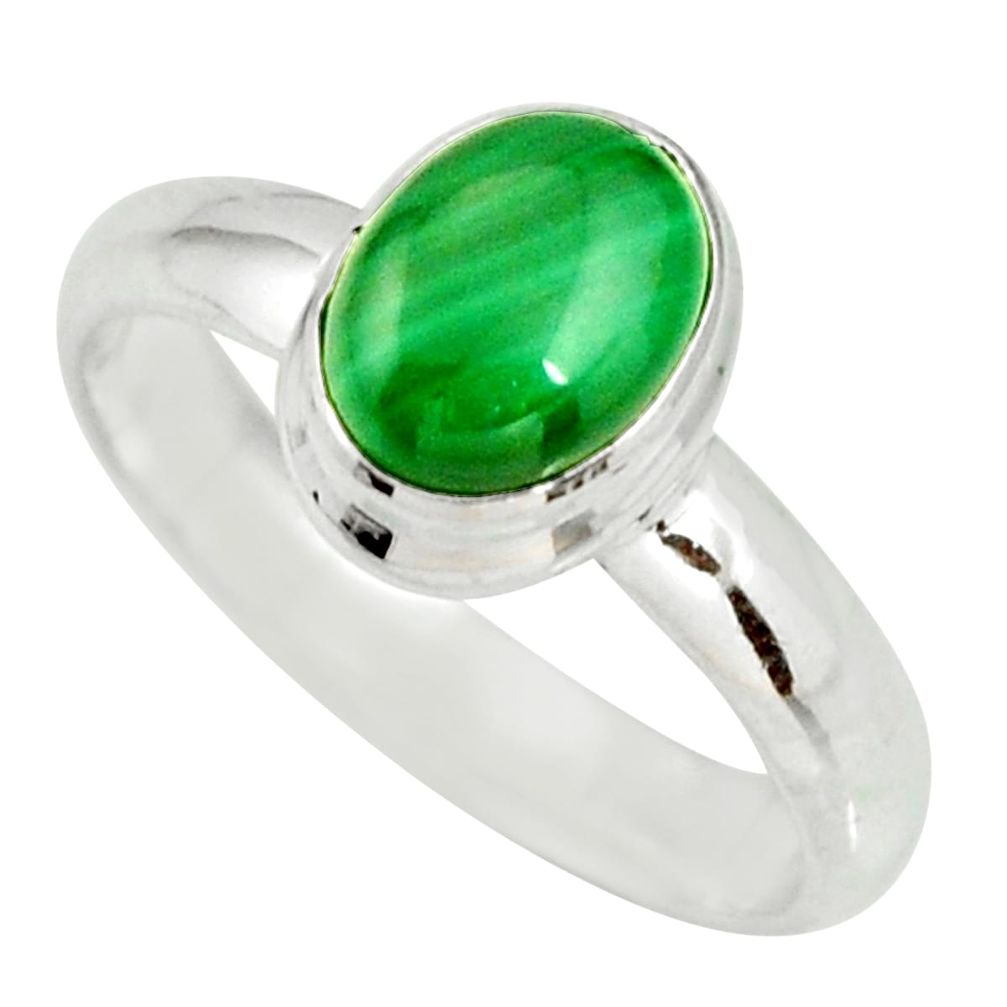 2.21cts natural green malachite 925 silver solitaire ring size 7 r27417