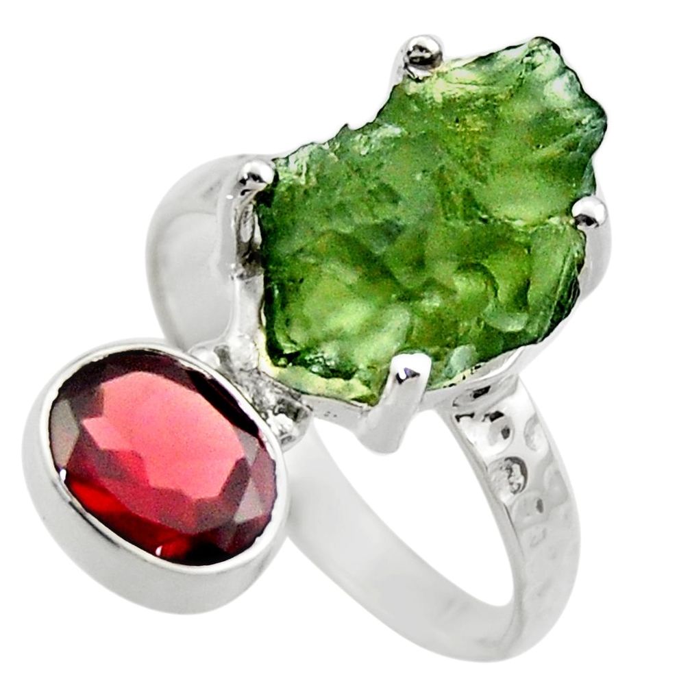 6.04cts natural green moldavite 925 silver solitaire ring size 7 r29488