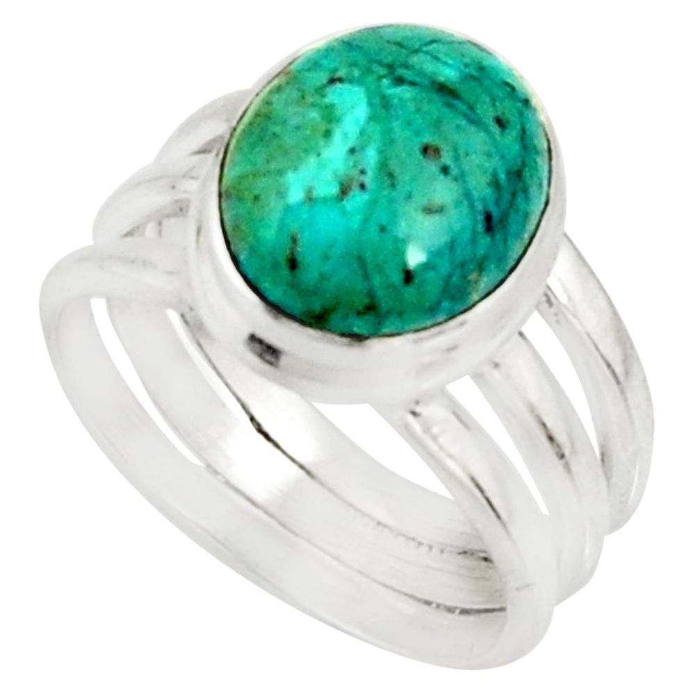 4.82cts natural green opaline 925 silver solitaire ring jewelry size 6.5 r22545