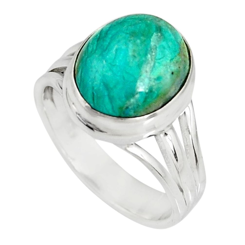 5.16cts natural green opaline 925 silver solitaire ring jewelry size 7 r19394