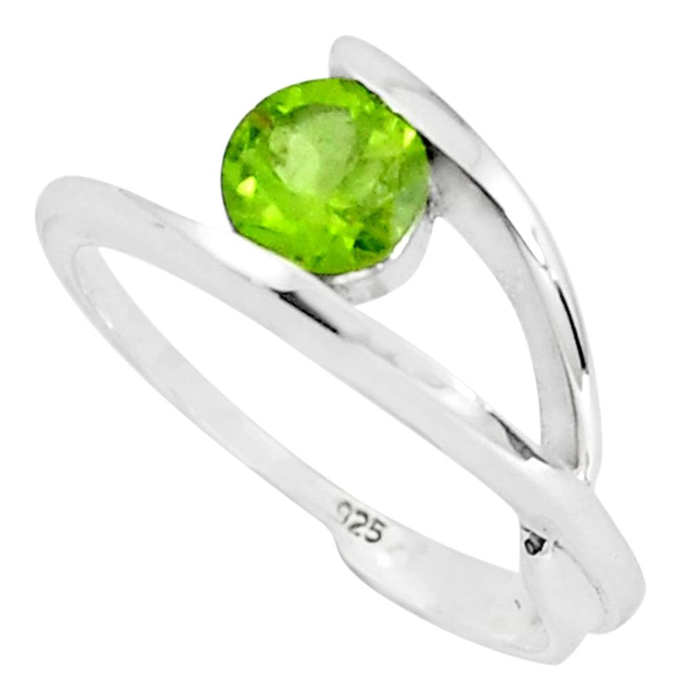 1.56cts natural green peridot 925 silver solitaire ring jewelry size 5.5 p36936
