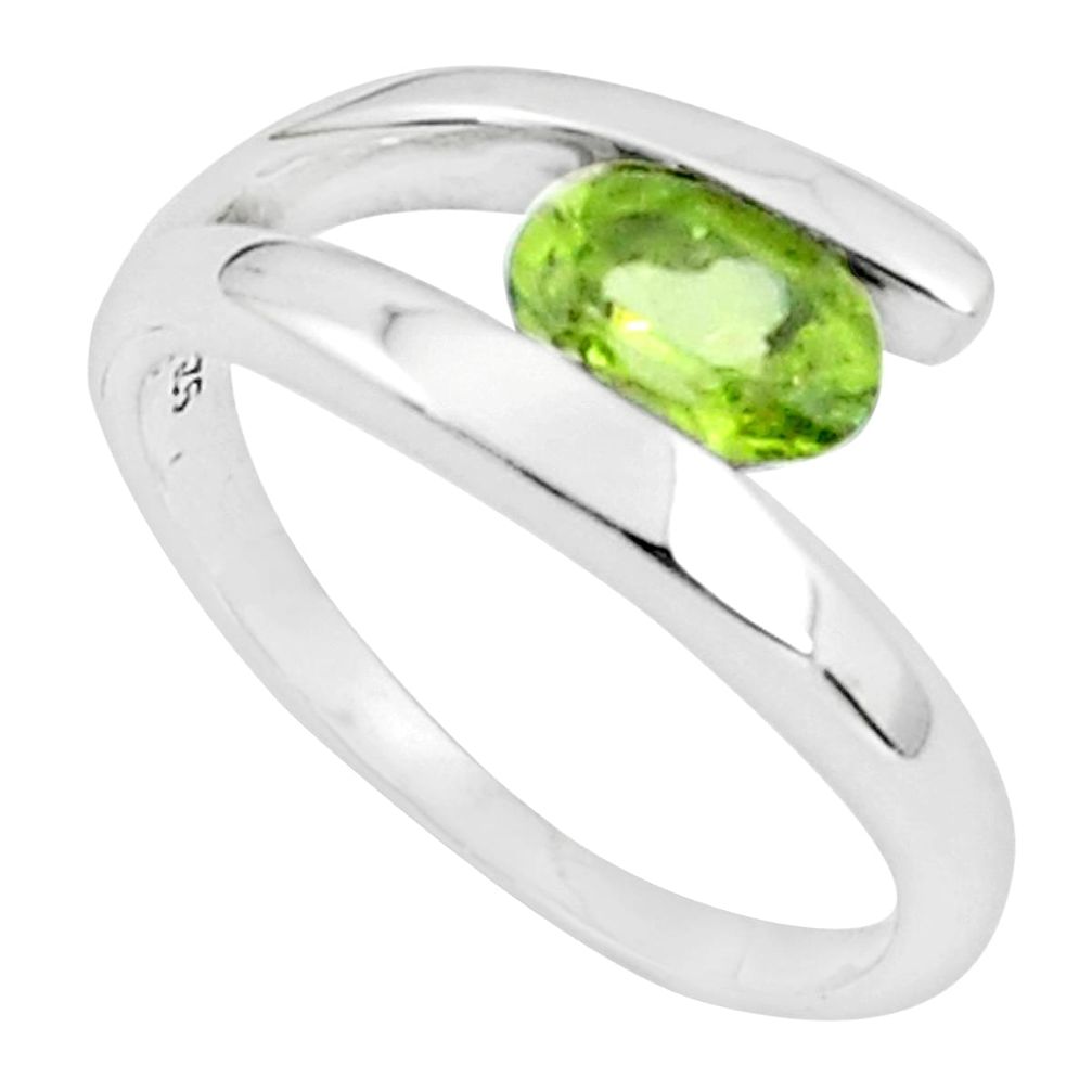 1.51cts natural green peridot 925 silver solitaire ring jewelry size 8.5 p37310
