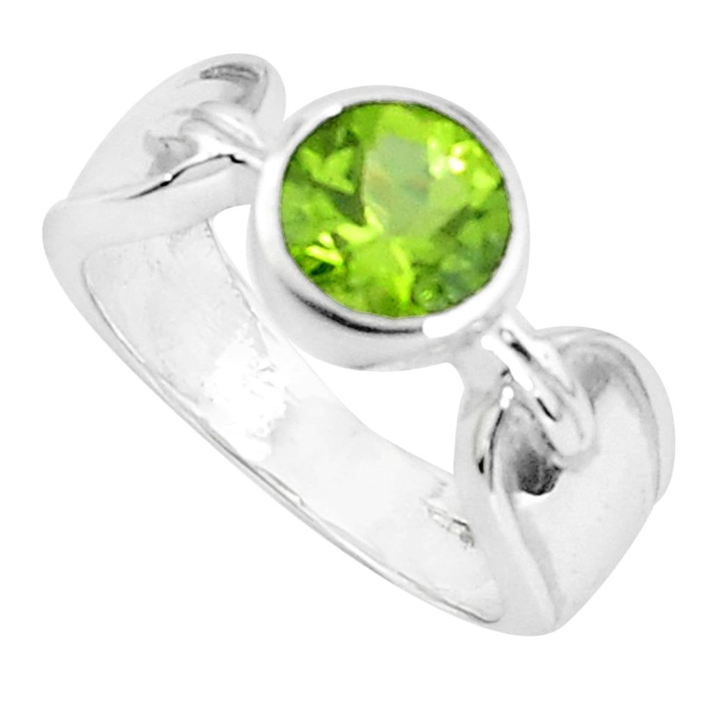 2.46cts natural green peridot 925 silver solitaire ring jewelry size 6.5 p82754