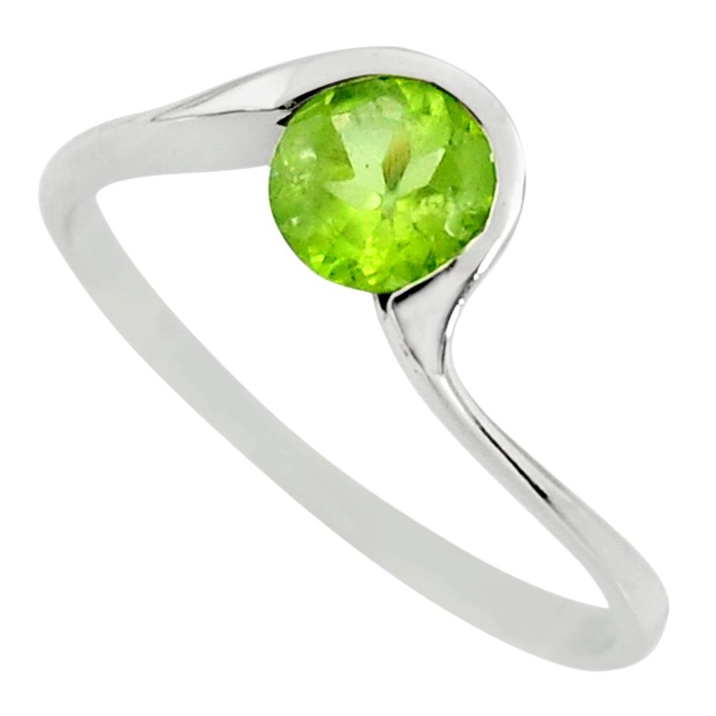 1.32cts natural green peridot 925 silver solitaire ring jewelry size 8.5 r25344