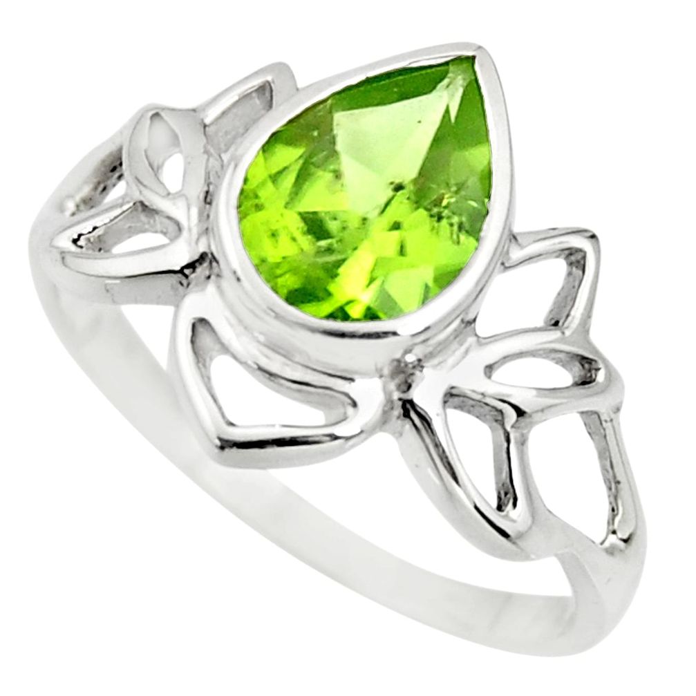 2.78cts natural green peridot 925 silver solitaire ring jewelry size 8.5 r25920