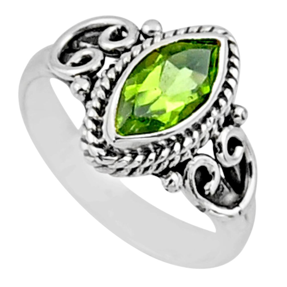 2.19cts natural green peridot 925 silver solitaire ring jewelry size 6 r54447