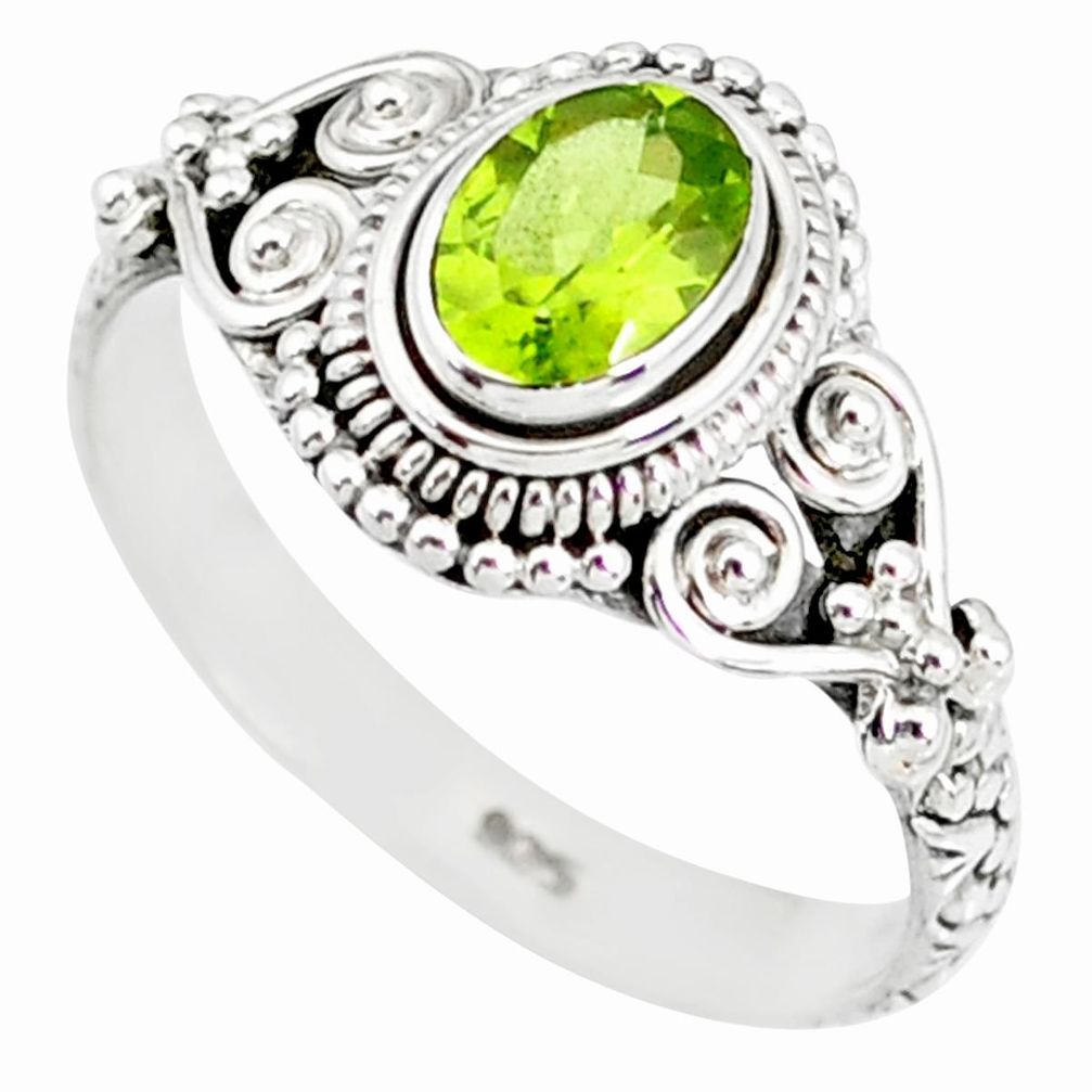 1.46cts natural green peridot 925 silver solitaire ring jewelry size 6 r85527