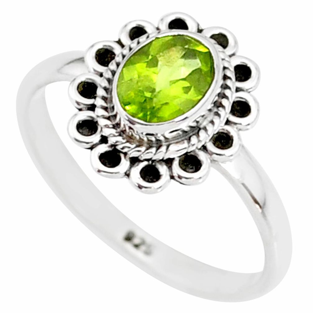 1.49cts natural green peridot 925 silver solitaire ring jewelry size 6 r85540