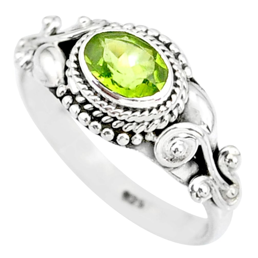 1.53cts natural green peridot 925 silver solitaire ring jewelry size 7 r85523