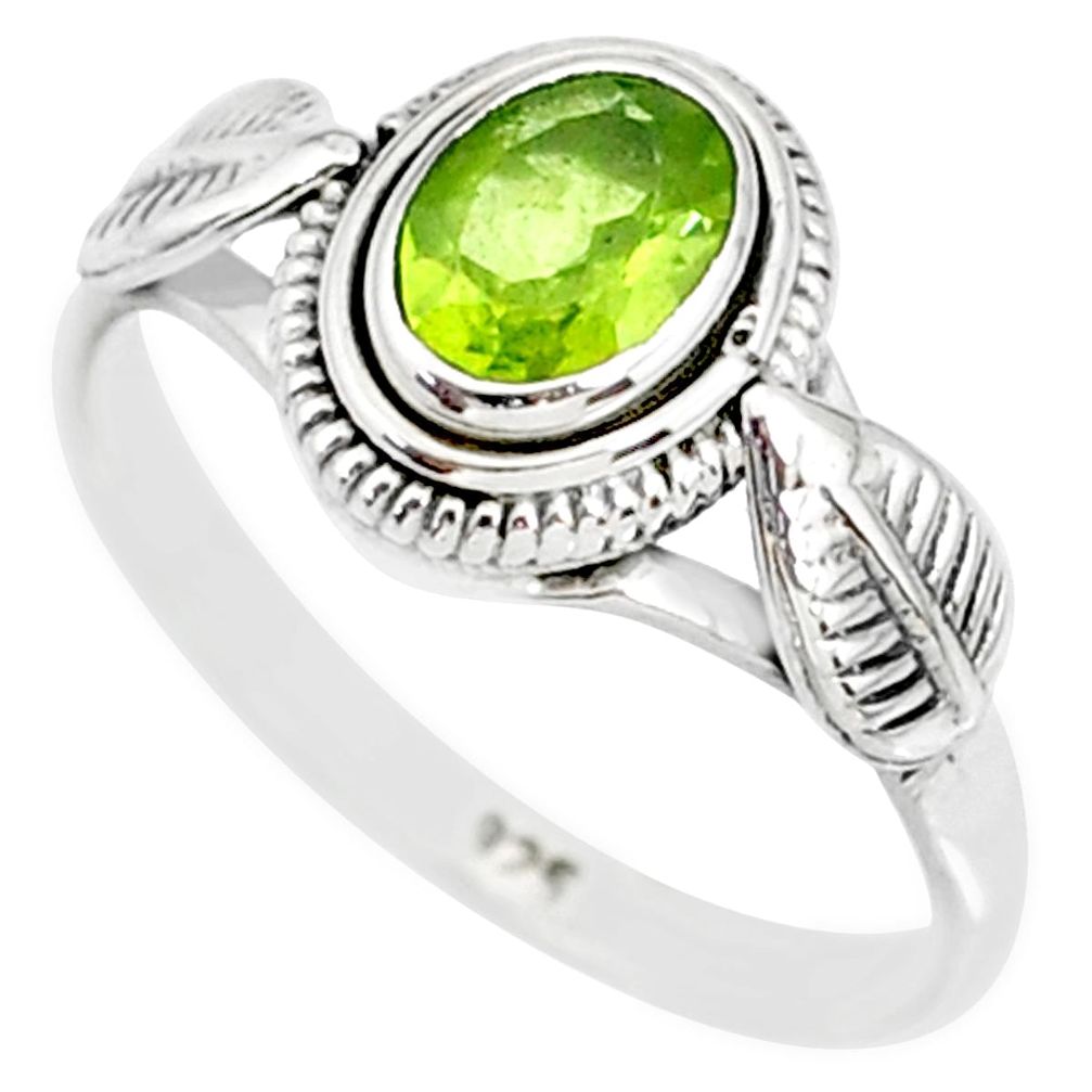 1.43cts natural green peridot 925 silver solitaire ring jewelry size 7 r85536