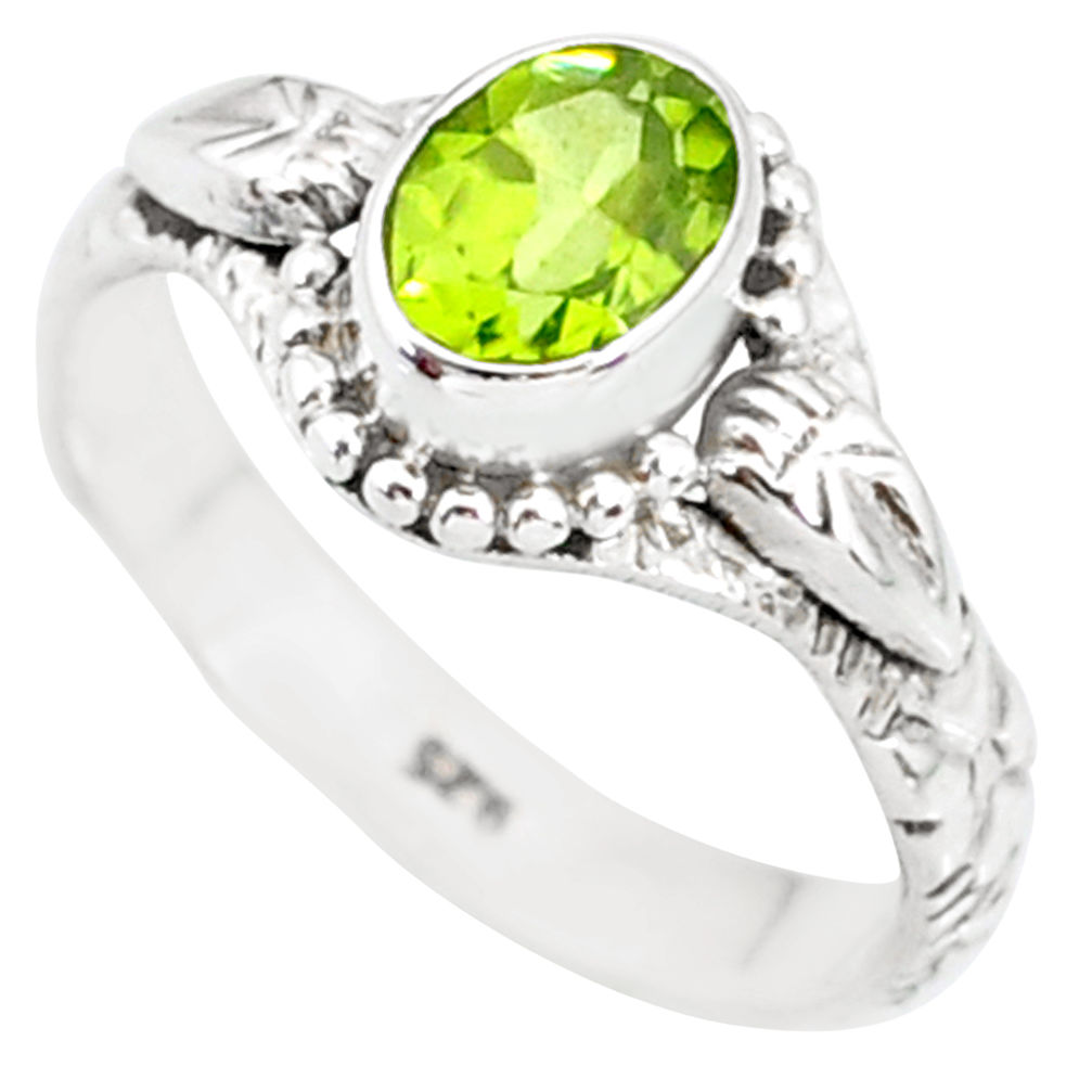 1.54cts natural green peridot 925 silver solitaire ring jewelry size 7 r85542