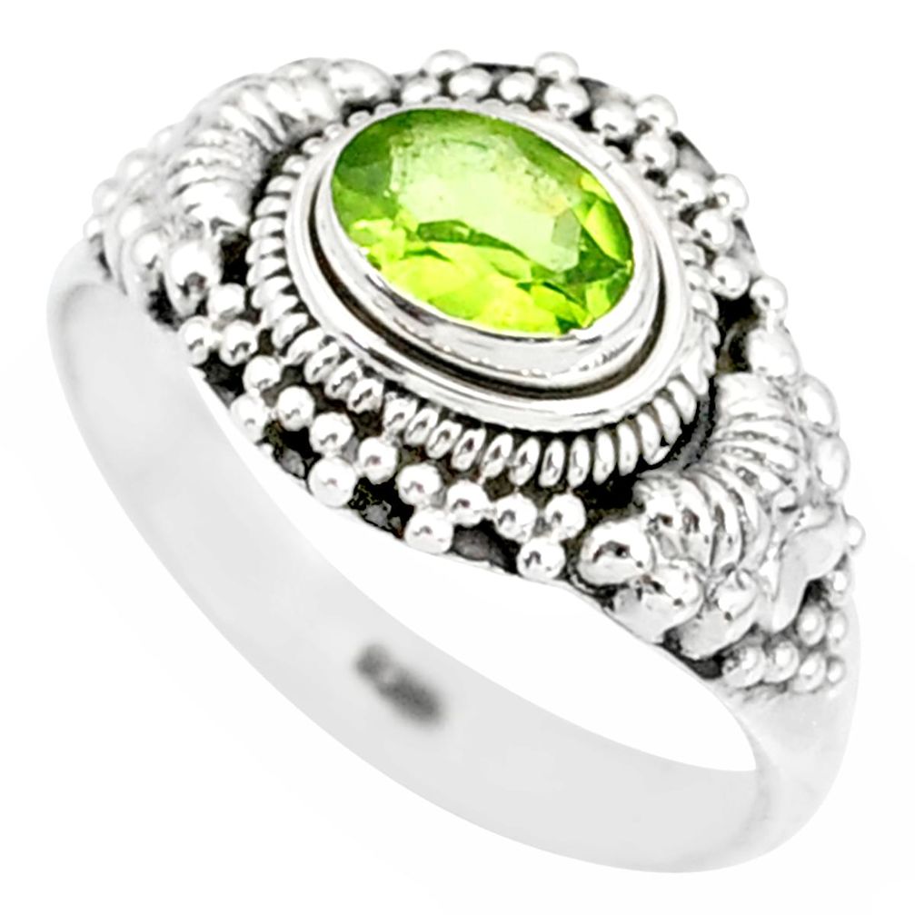 1.44cts natural green peridot 925 silver solitaire ring jewelry size 8 r85521