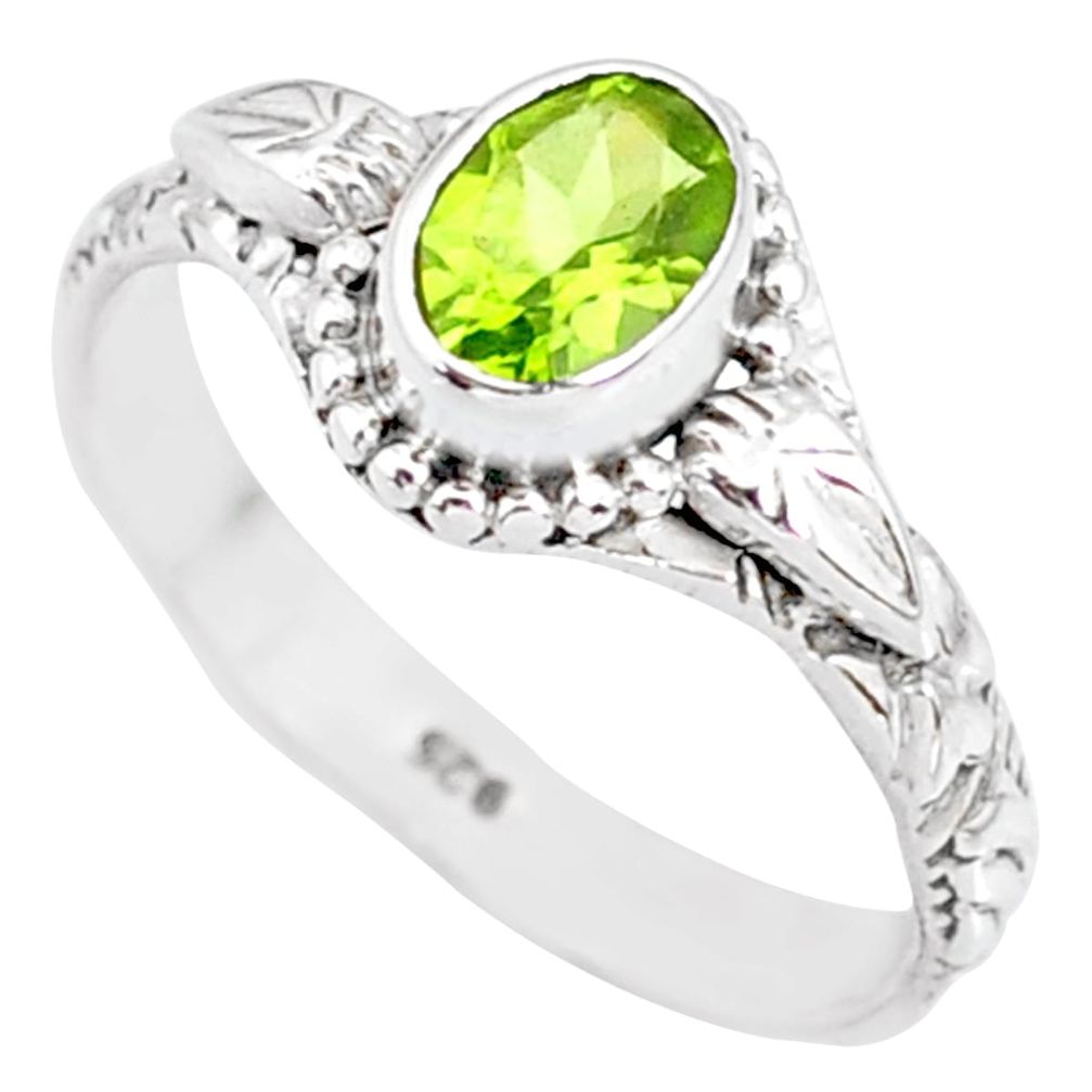 1.58cts natural green peridot 925 silver solitaire ring jewelry size 8 r85541