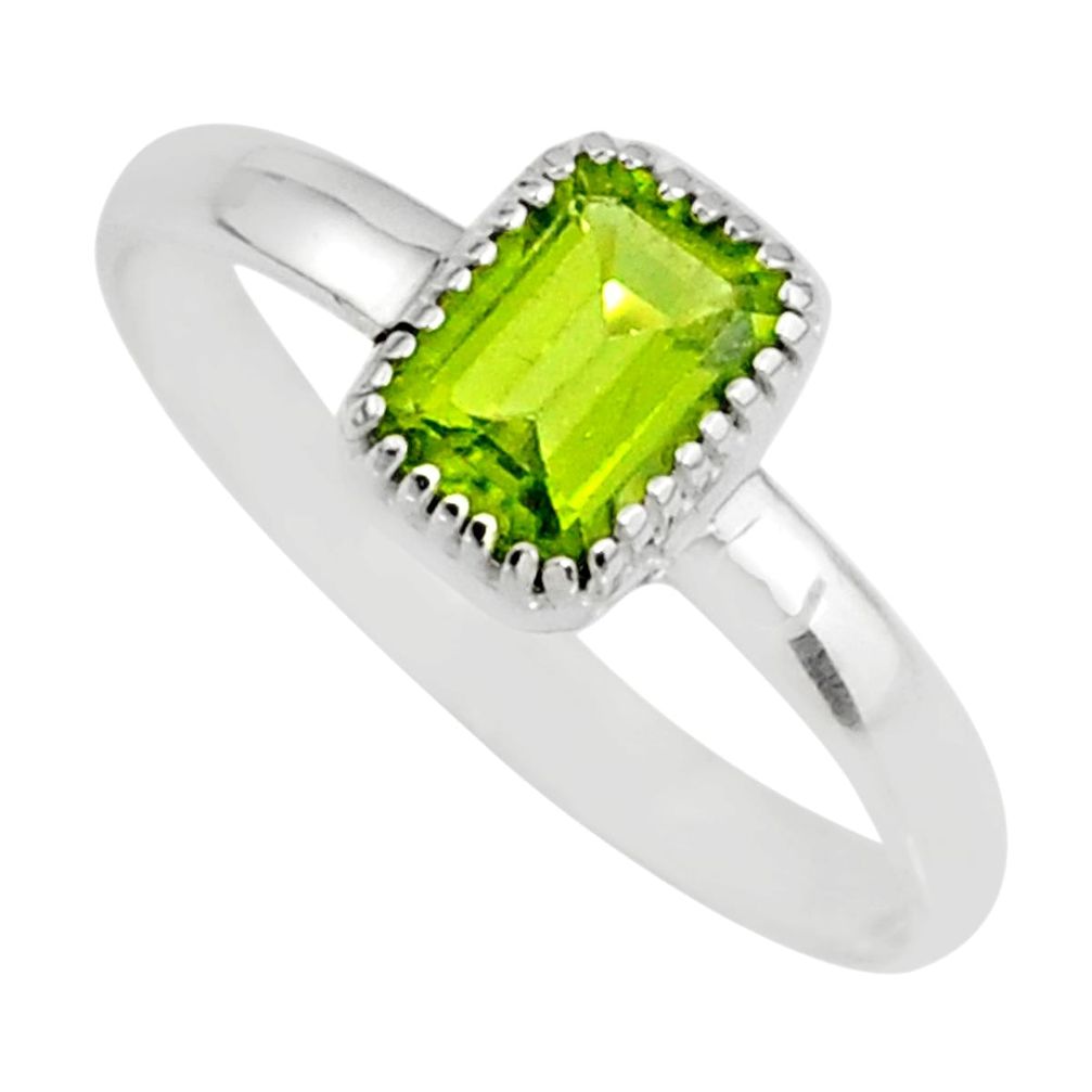 1.57cts natural green peridot 925 silver solitaire ring jewelry size 9 r77179