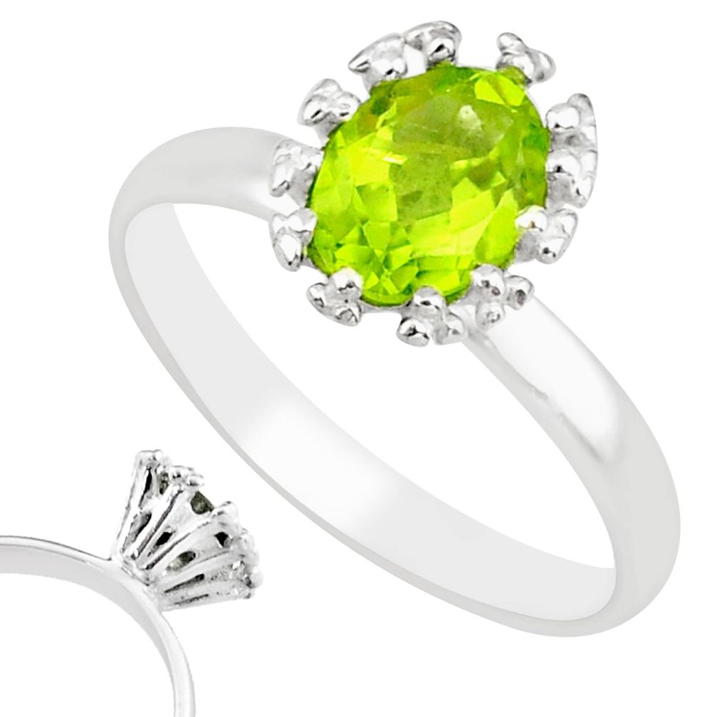 2.27cts natural green peridot 925 silver solitaire ring jewelry size 9 r82791