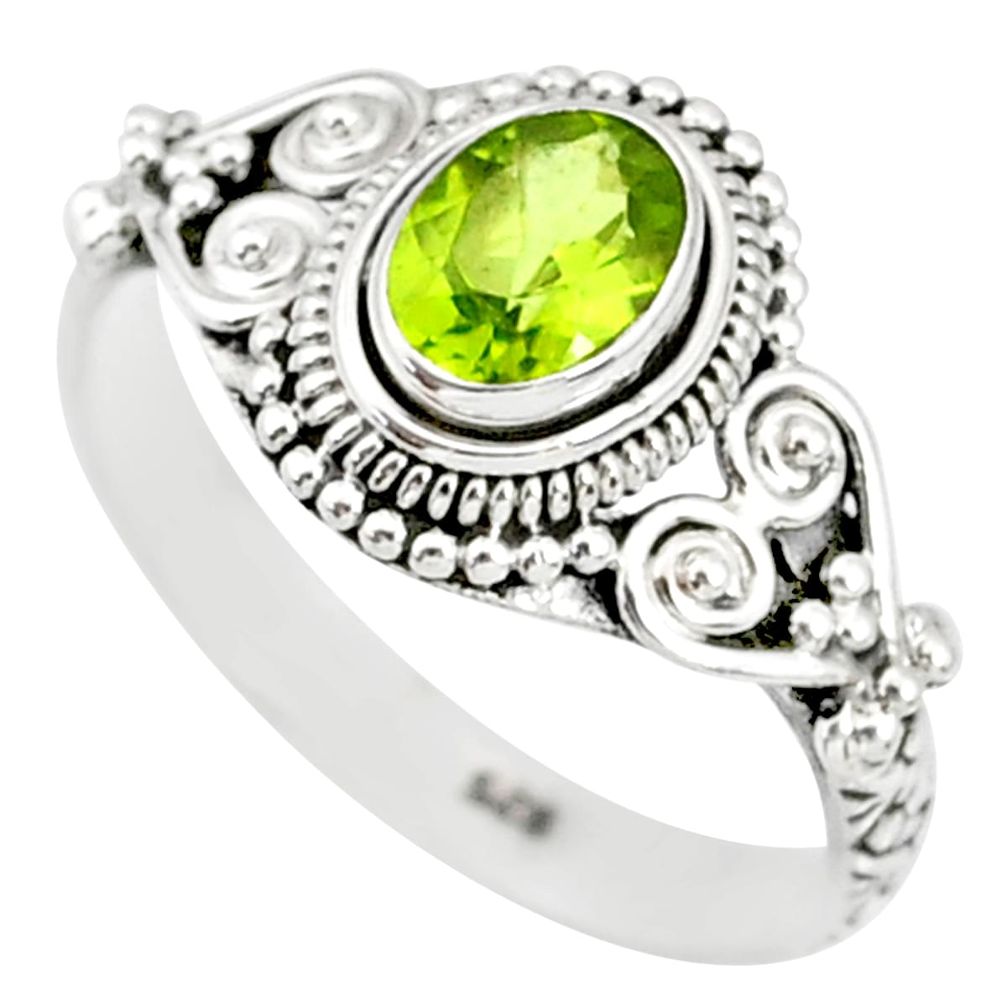 1.58cts natural green peridot 925 silver solitaire ring jewelry size 9 r85526