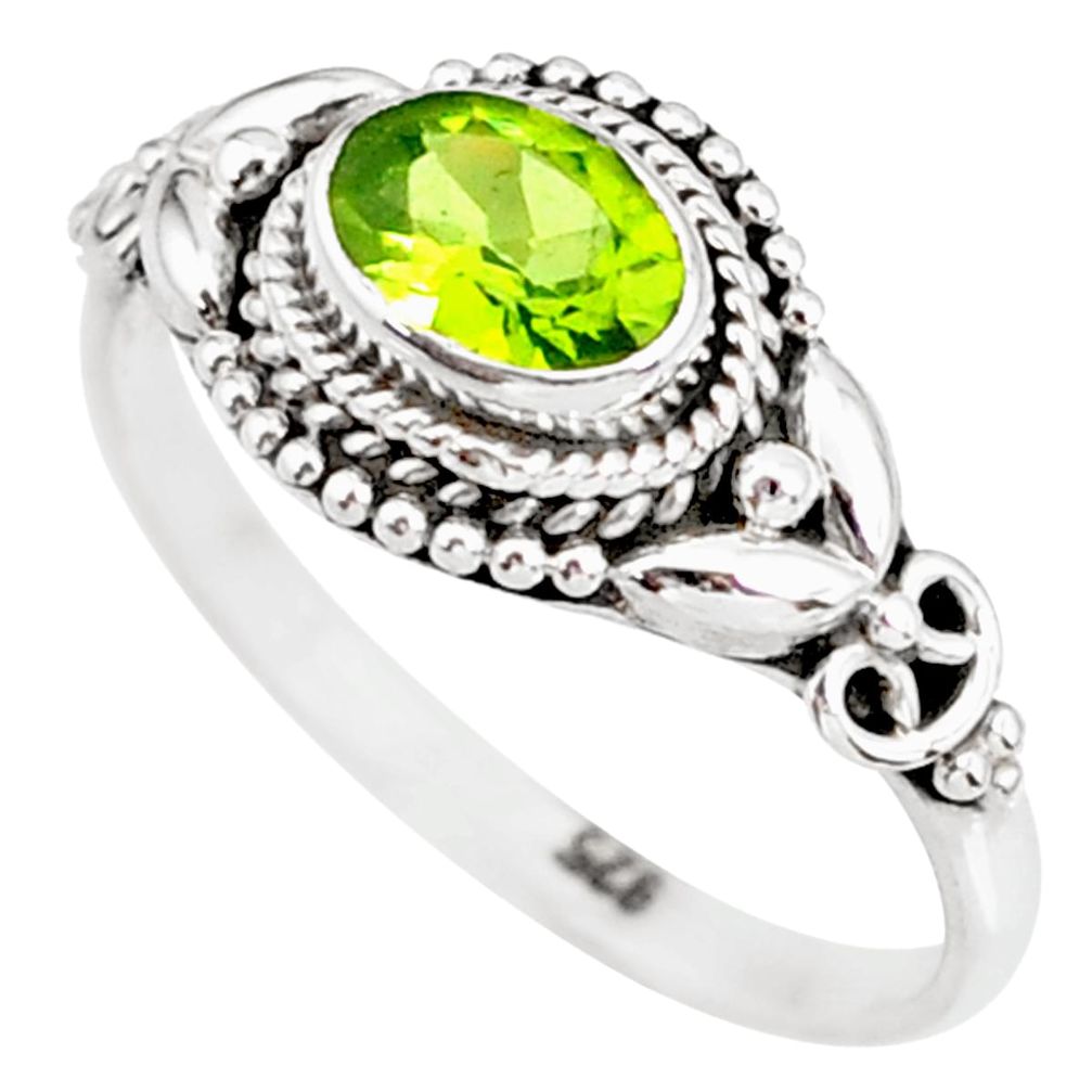 1.52cts natural green peridot 925 silver solitaire ring jewelry size 9 r85530