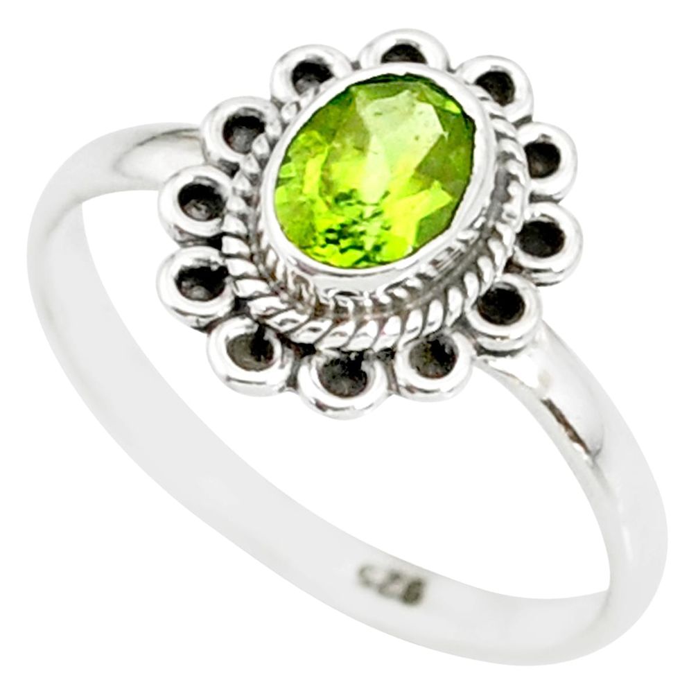 1.49cts natural green peridot 925 silver solitaire ring jewelry size 9 r85550