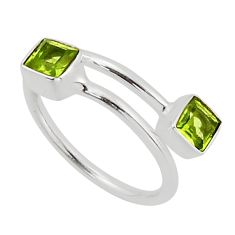 1.12cts natural green peridot 925 sterling silver adjustable ring size 6 y79426
