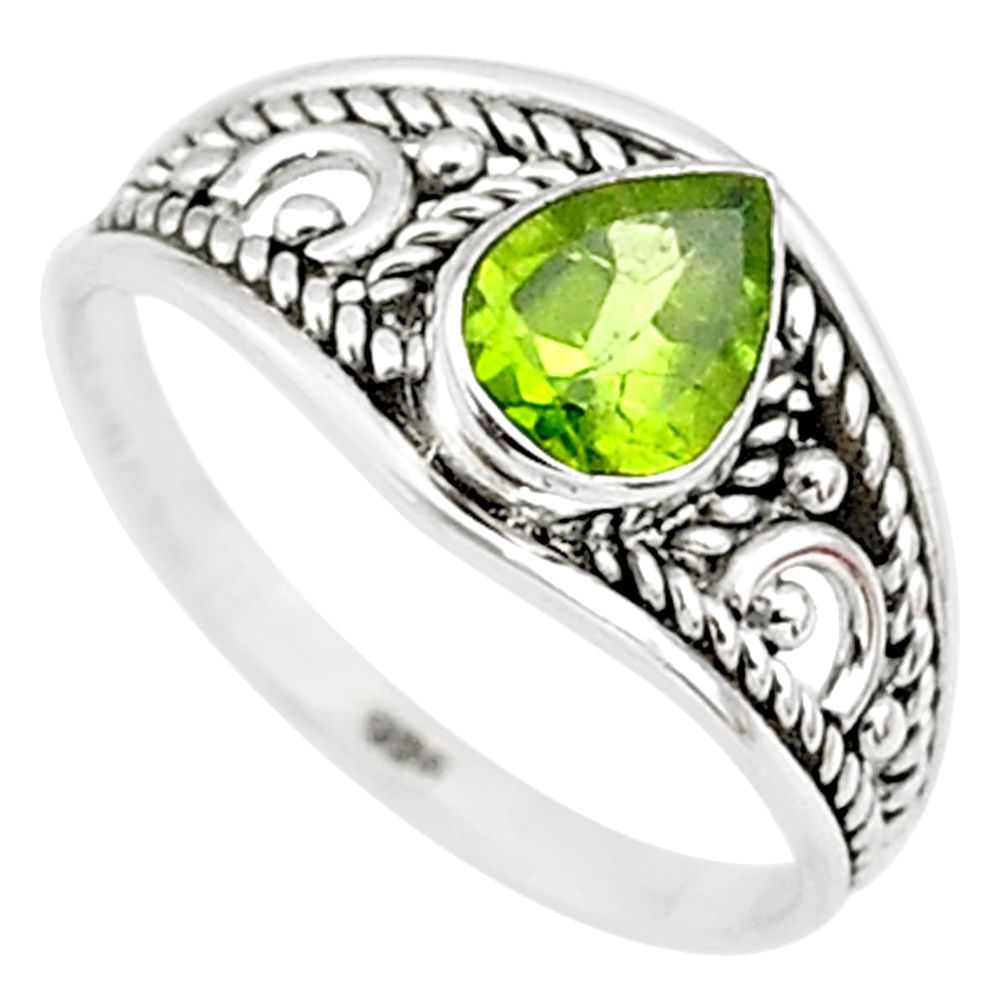 1.46cts natural green peridot 925 silver graduation handmade ring size 6 t9270
