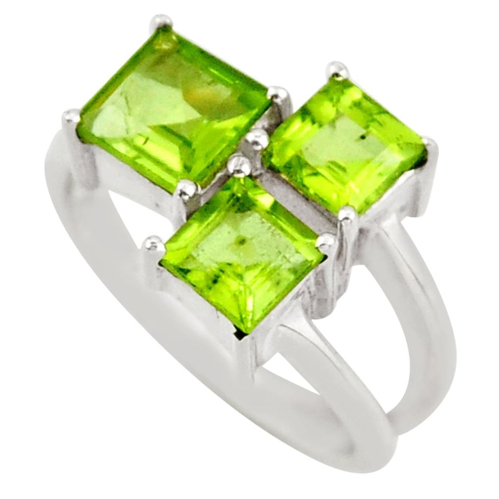 2.41cts natural green peridot 925 sterling silver ring jewelry size 5.5 d46391