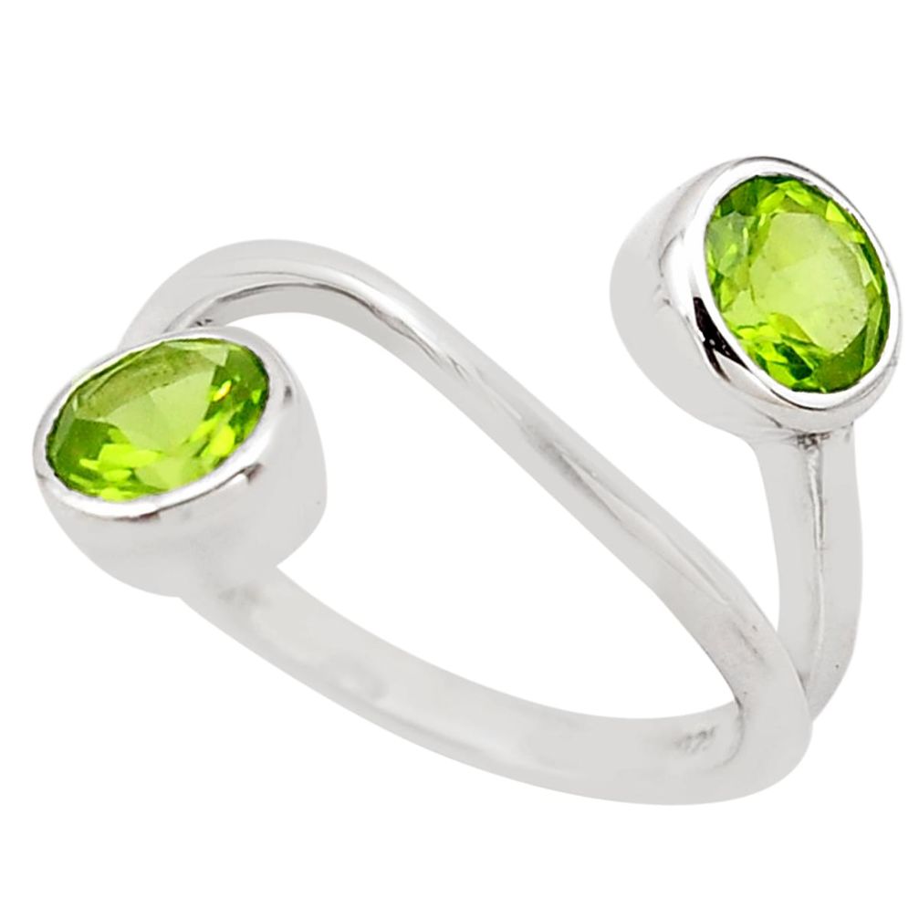 3.13cts natural green peridot 925 sterling silver ring jewelry size 5.5 p83235