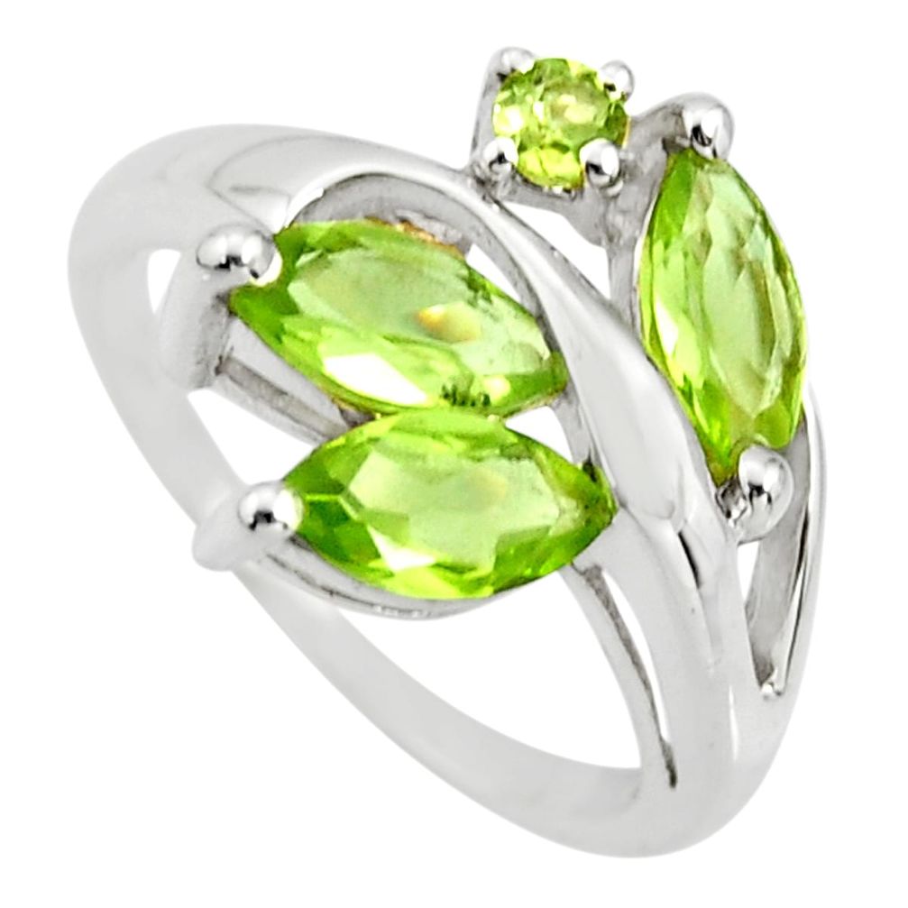 6.03cts natural green peridot 925 sterling silver ring jewelry size 5.5 r25491