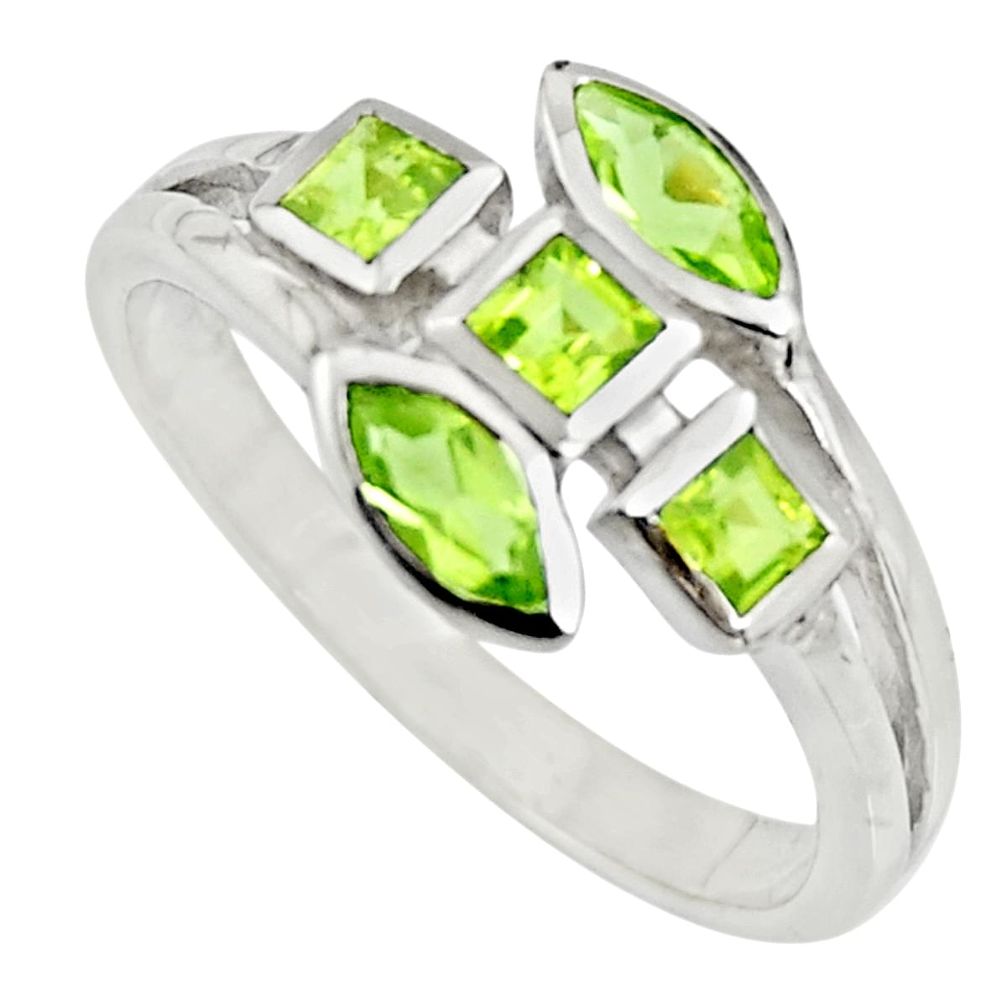 3.87cts natural green peridot 925 sterling silver ring jewelry size 7.5 r25509