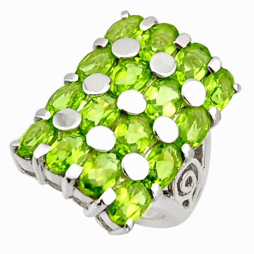 12.63cts natural green peridot 925 sterling silver ring jewelry size 5.5 r25725