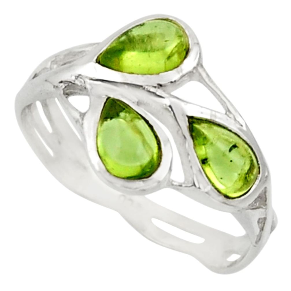 2.98cts natural green peridot 925 sterling silver ring jewelry size 8.5 r25866