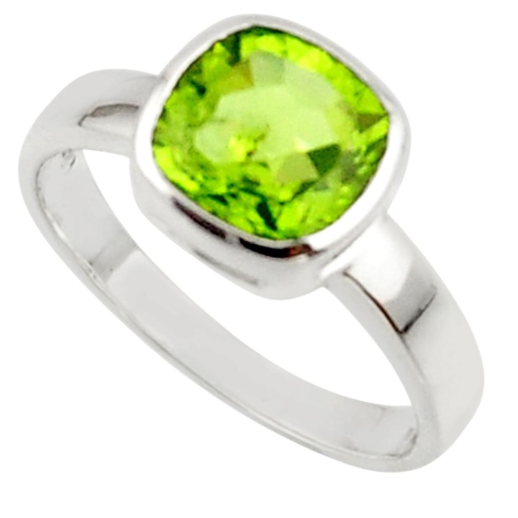 3.23cts natural green peridot 925 sterling silver ring jewelry size 6.5 r45683