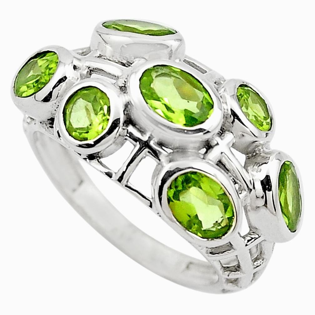 6.26cts natural green peridot 925 sterling silver ring jewelry size 7 p83121