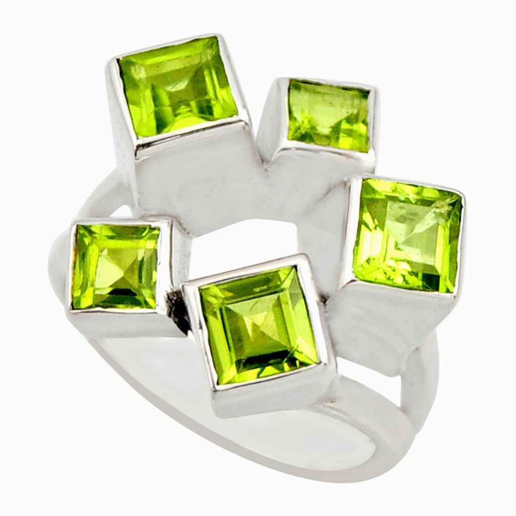 4.25cts natural green peridot 925 sterling silver ring jewelry size 8 r25686