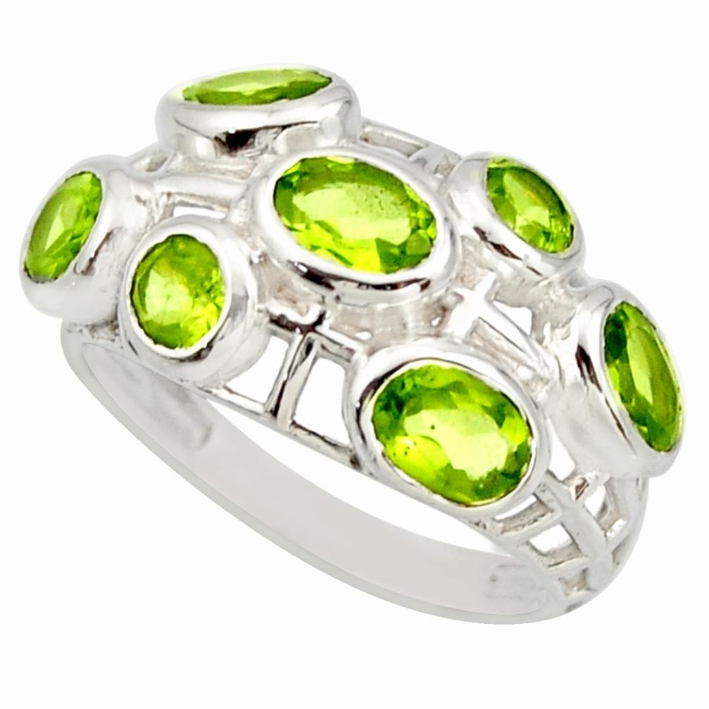 5.75cts natural green peridot 925 sterling silver ring jewelry size 8 r25719