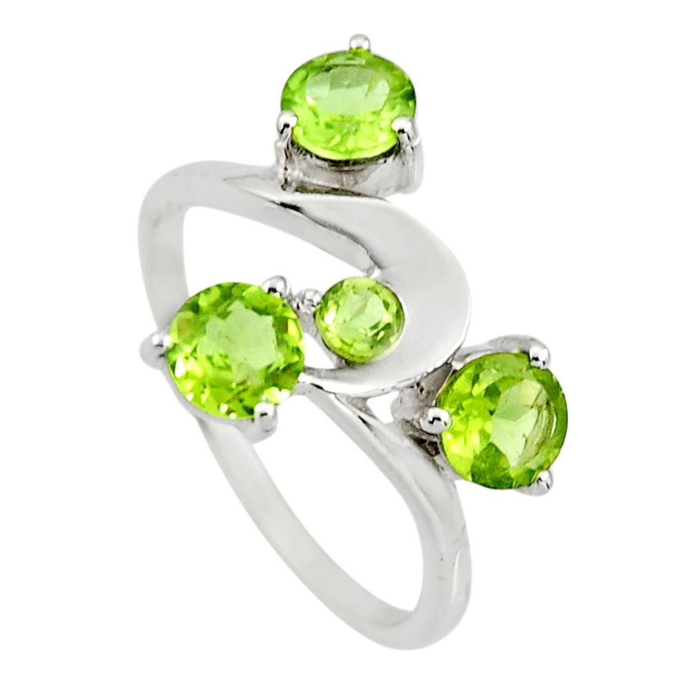 2.93cts natural green peridot 925 sterling silver ring jewelry size 9 r25407